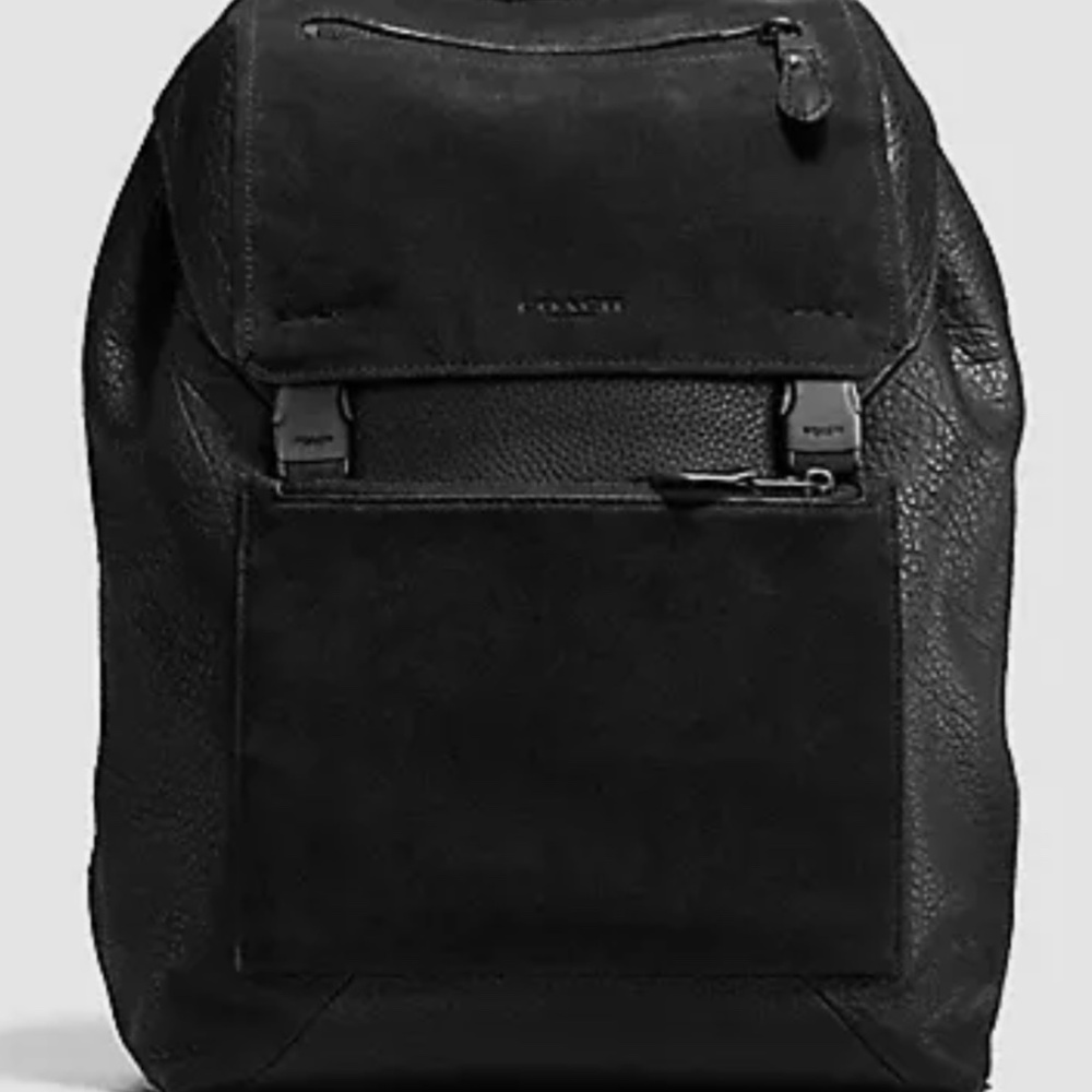 Coach Manhattan Backpack crafted in black leather with suede paneling - Picture 3 of 10